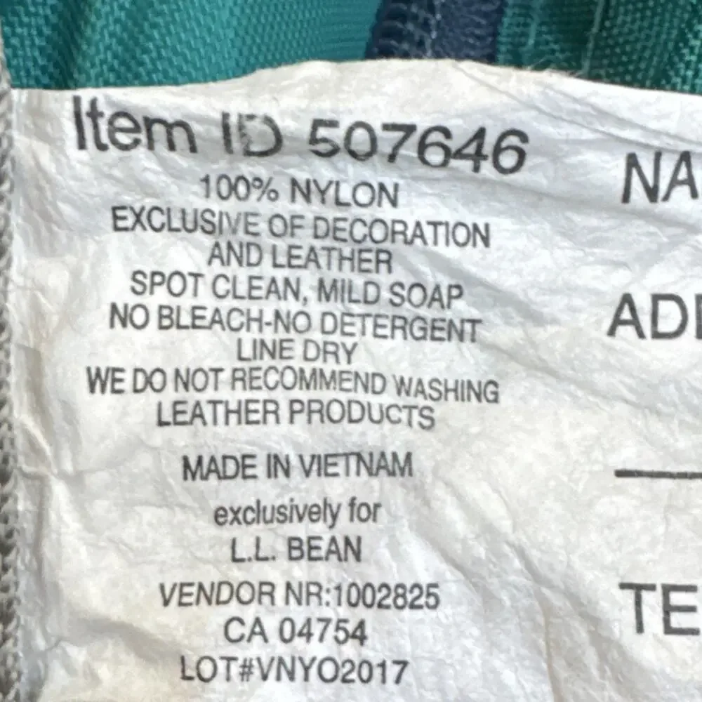 L.L. Bean bean teal